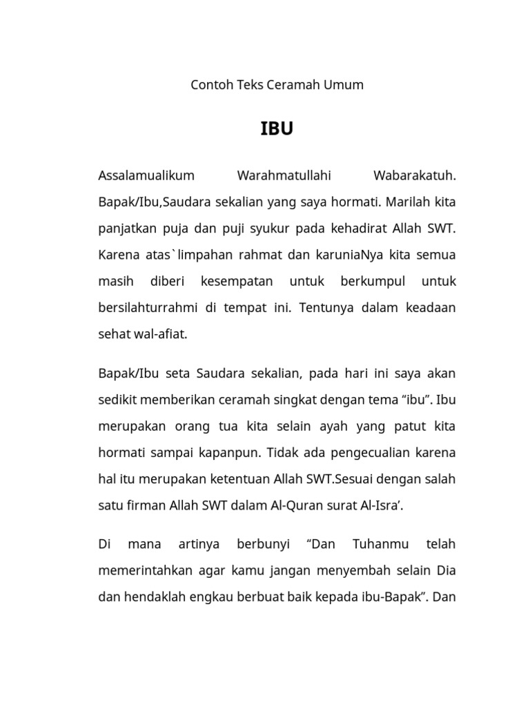 Contoh Teks Ceramah Umum Pdf