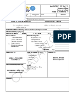 ISO 9001: 2015 Division of Rizal Name of School: Authority To Travel