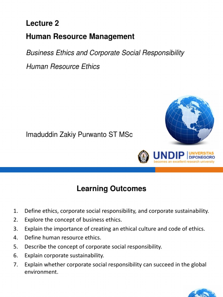 Business Ethics and CSR in HRM | PDF | Corporate Social Responsibility ...