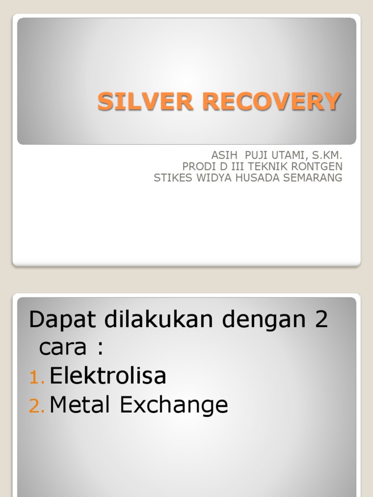 Silver Recovery | PDF | Sains & Matematika