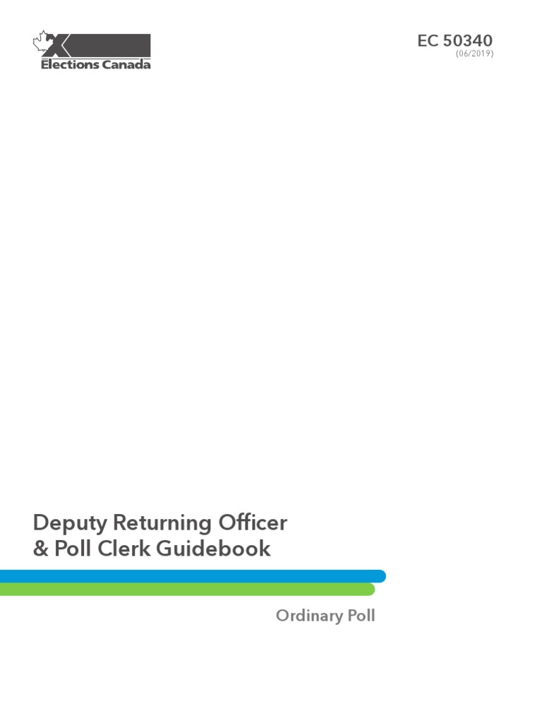 Deputy Returning Officer & Poll Clerk Guidebook | PDF | Polling Place ...