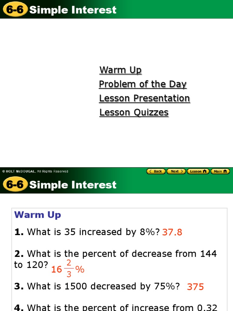Warm Up Lesson Presentation Problem of The Day Lesson Quizzes | PDF ...