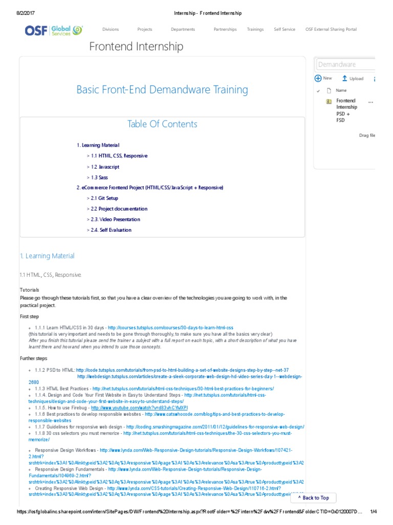 Frontend Internship Training Guide | PDF | Responsive Web Design | Java ...