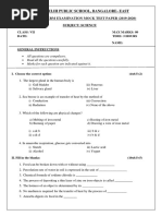 Midterm Examination Mock Test Paper (2019-2020) Subject: Science