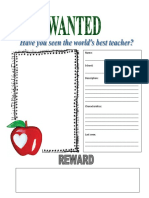 Wanted Teacher Poster 4E