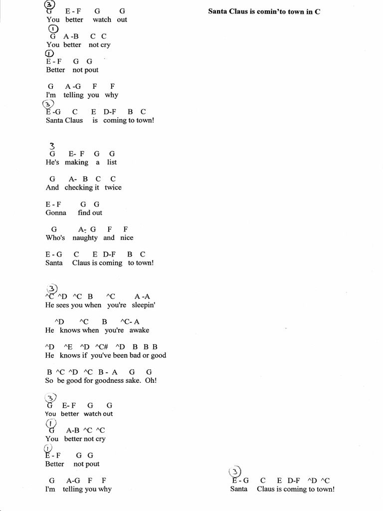 Santa Claus Is... in C Letters | PDF