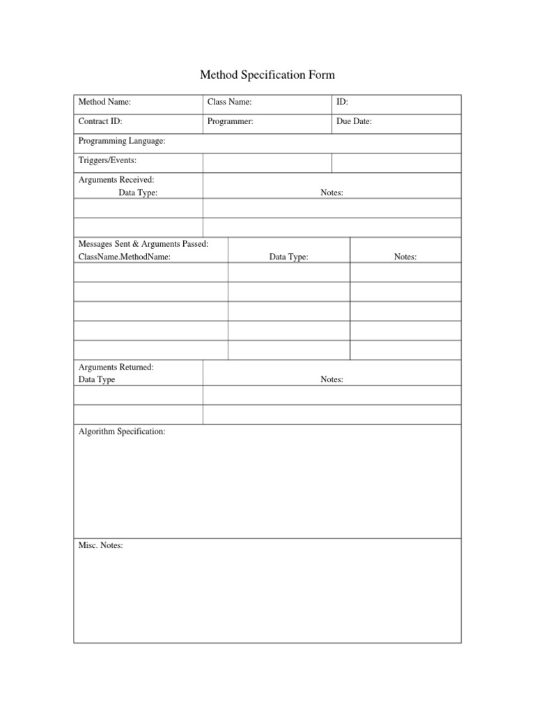Developer Method Specification Form | PDF