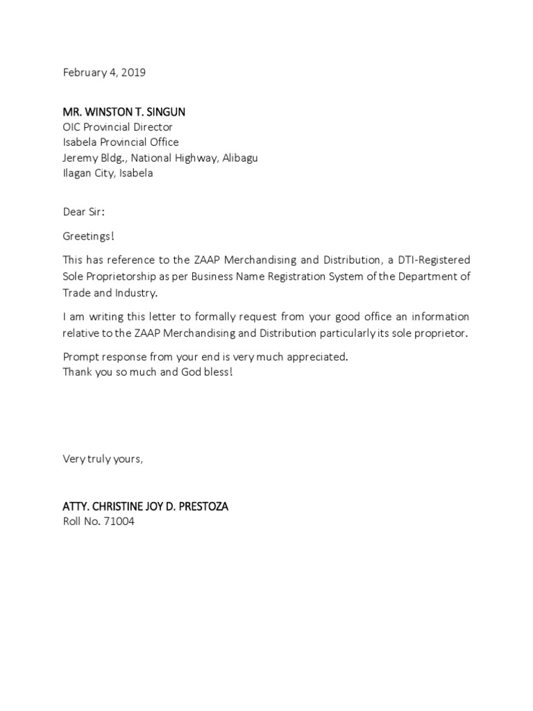 Dti request letter docx