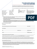 Test Information Release Order Form 2019-2020: Test Date Postmark Deadline Mail To: Fee