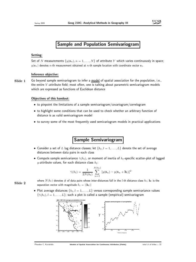 Semivariogram Models in Spatial Analysis | PDF | Distance | Standard ...