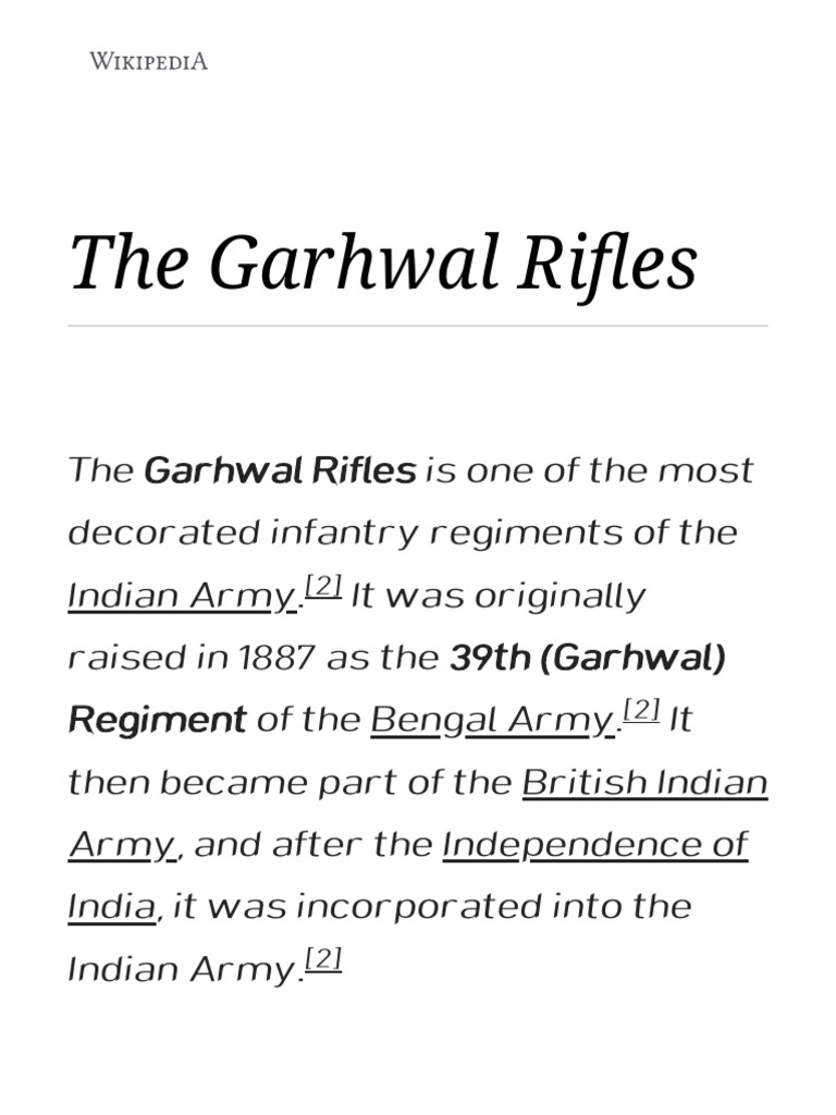 The Garhwal Rifles Wikipedia PDF Military Units And Formations