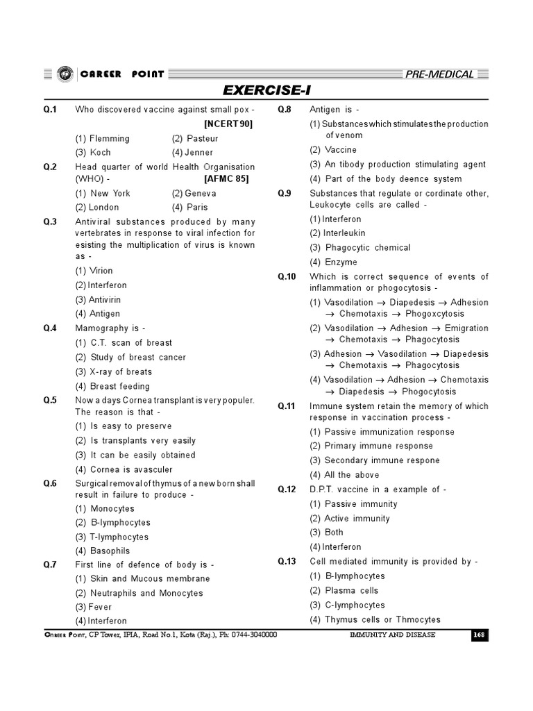 Mcq Immune System Antibody