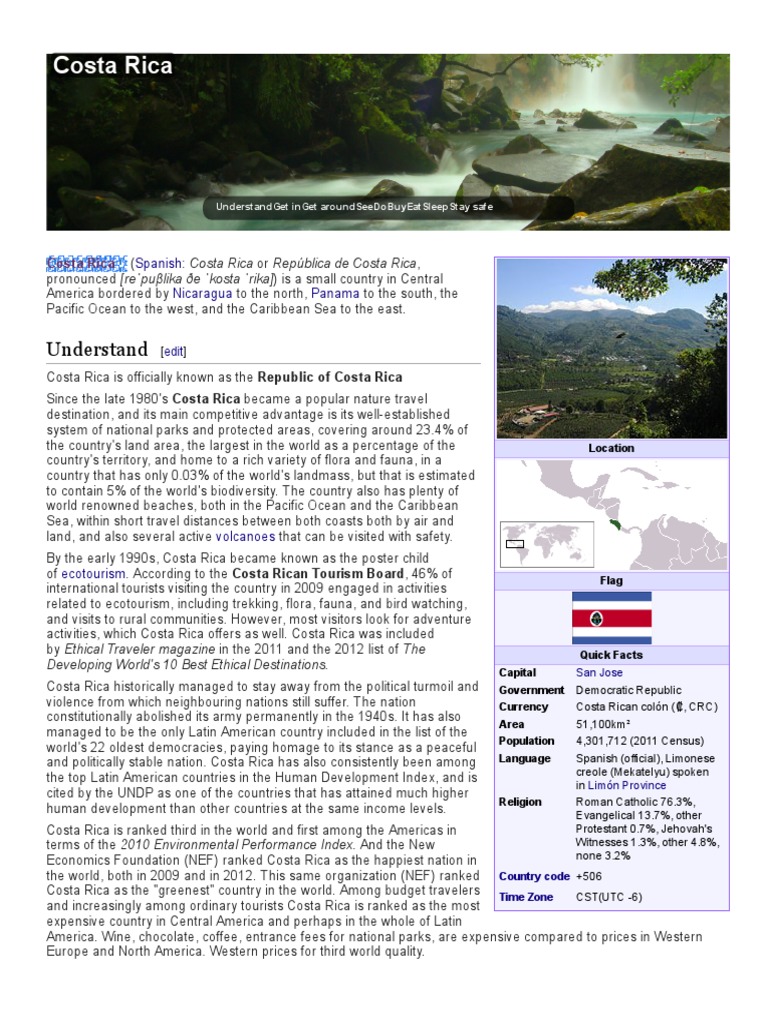 Costa Rica Travel Guide - Wikitravel | PDF | Costa Rica | Travel Visa