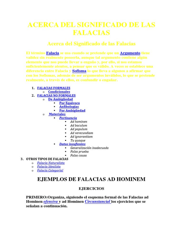 Significado y Tipos de Falacias | PDF | Falacia