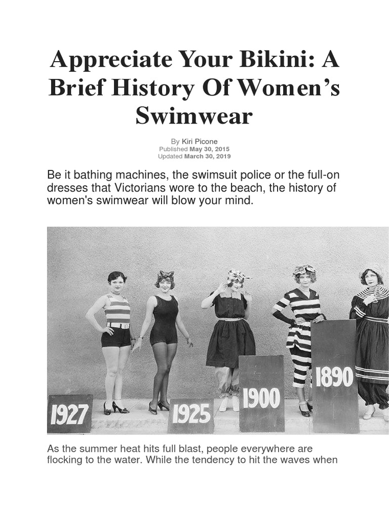 Appreciate Your Bikini A Brief History of Women's Swimwear PDF