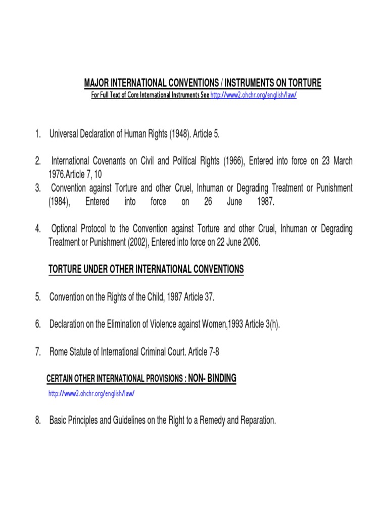 International Conventions on Torture | PDF | European Convention On ...