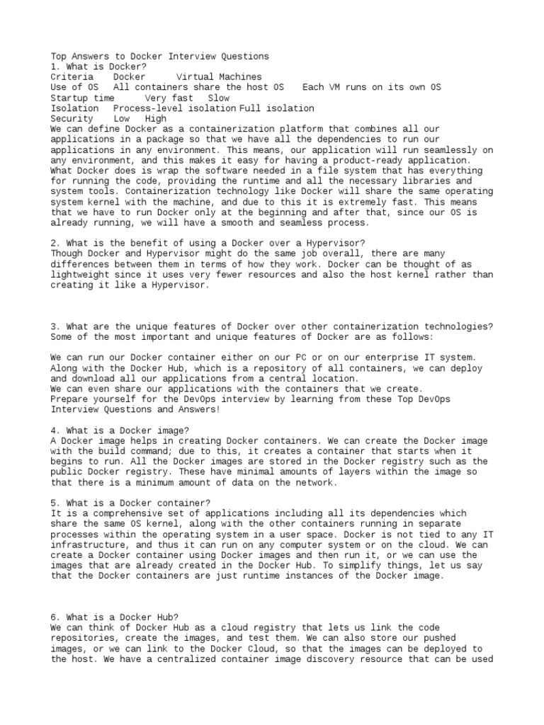 Docker Interview Questions & Answers 2024 | PDF | Virtual Machine ...