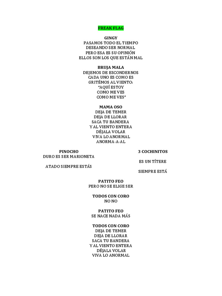 Freak Flag Lyrics PDF