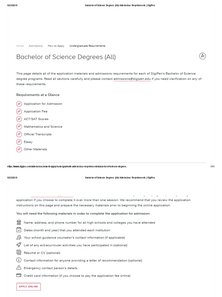 Bachelor of Science Degrees (All) Admissions Requirements DigiPen