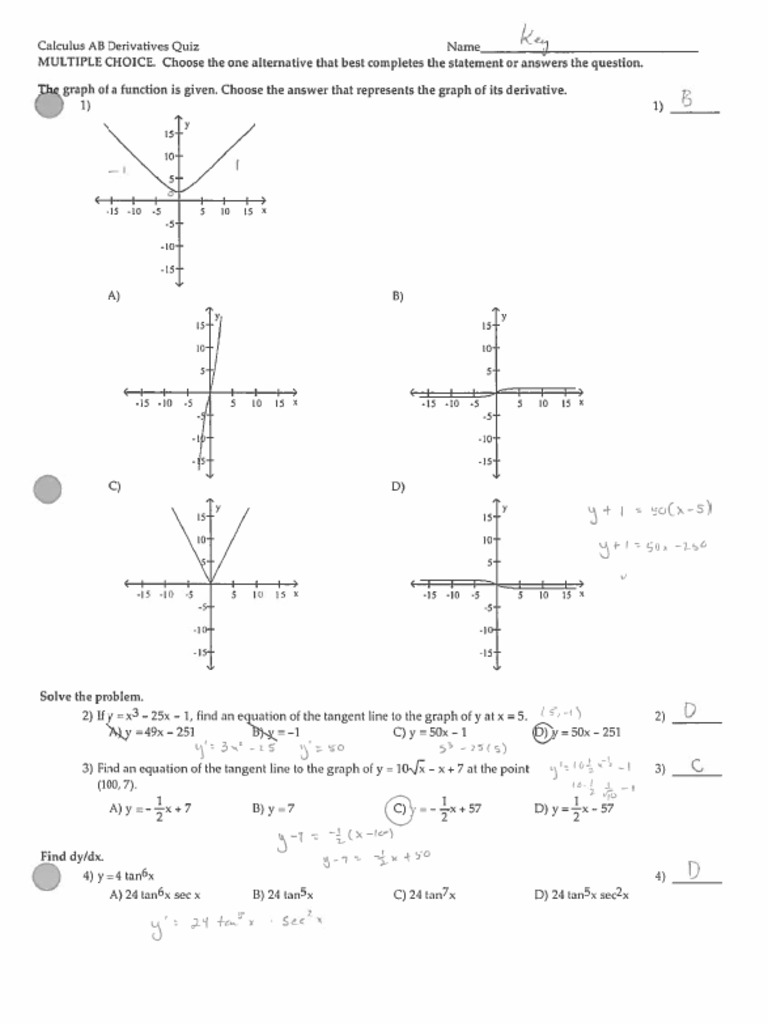 Derivatives Quiz 2 Answer Key | PDF