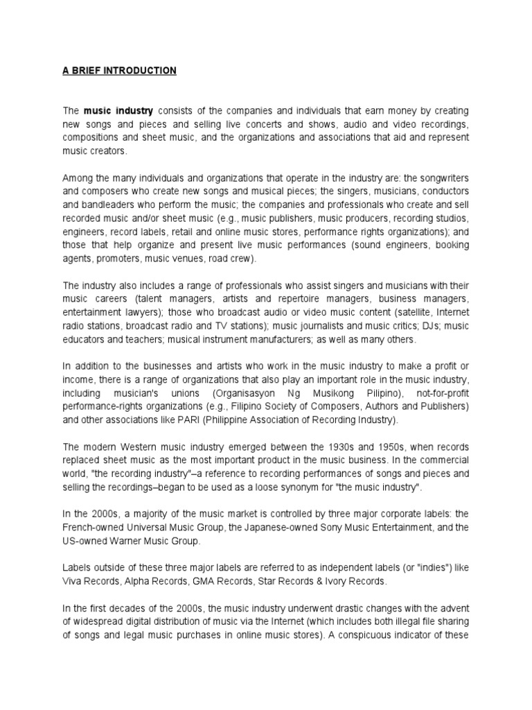 Music Industry Pdf Music Industry Cultural Economics