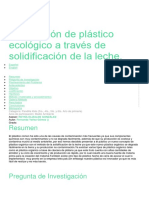 Fabricación de Plástico Ecológico A Través de Solidificación de La Leche