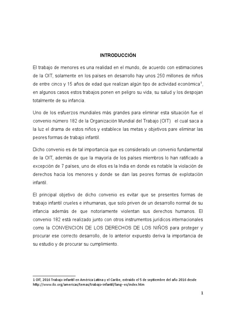Convenio 182 de la OIT: Trabajo Infantil | PDF | Organización ...