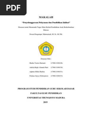 Makalah Pelayanan Dan Pendidikan Inklusif