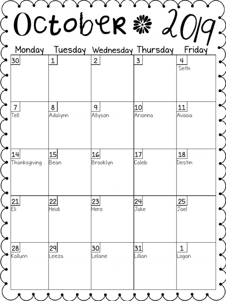 October Calendar | PDF