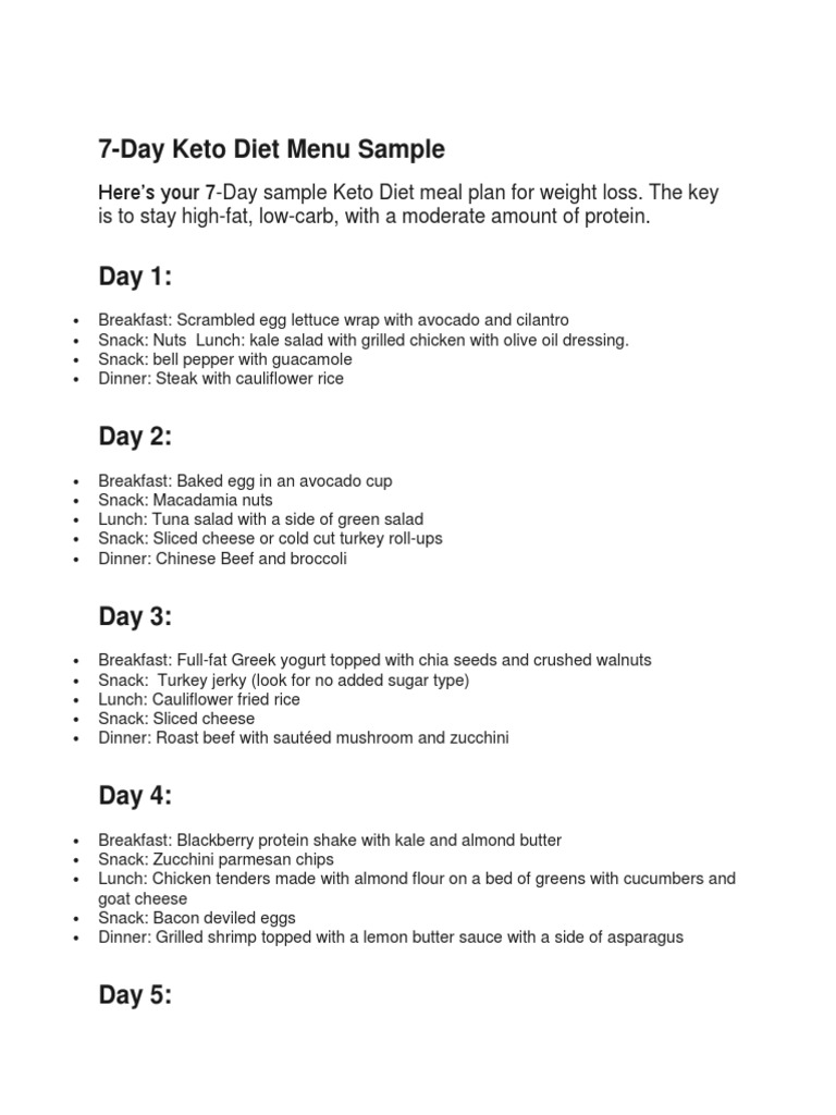 7-Day Keto-Friendly Meal Plan