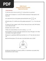 Cbse Class 10 Mathematics Board Exam Important Questions