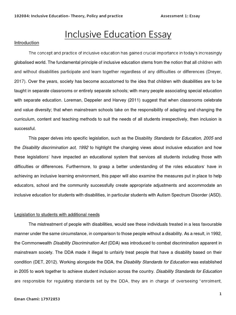 thesis on inclusive education pdf