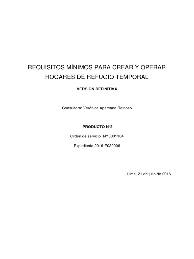 Requisitos para Hogares de Refugio Temporal | PDF | Convención sobre la ...