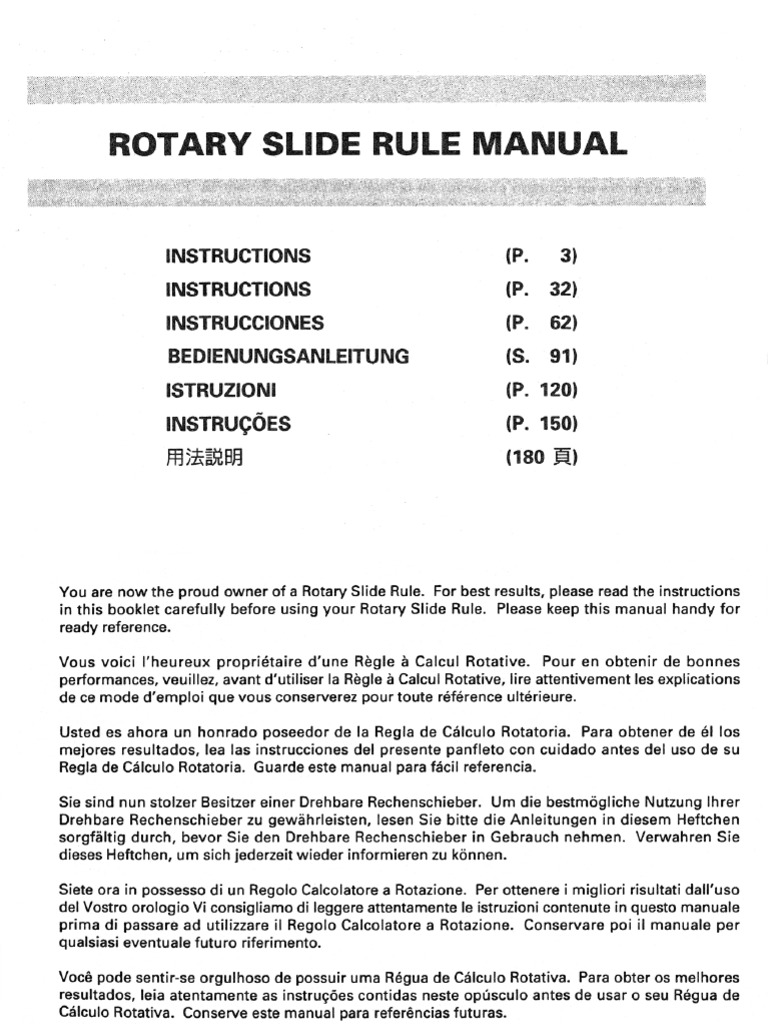 Rotary Slide Rule Instructions by Seiko | PDF