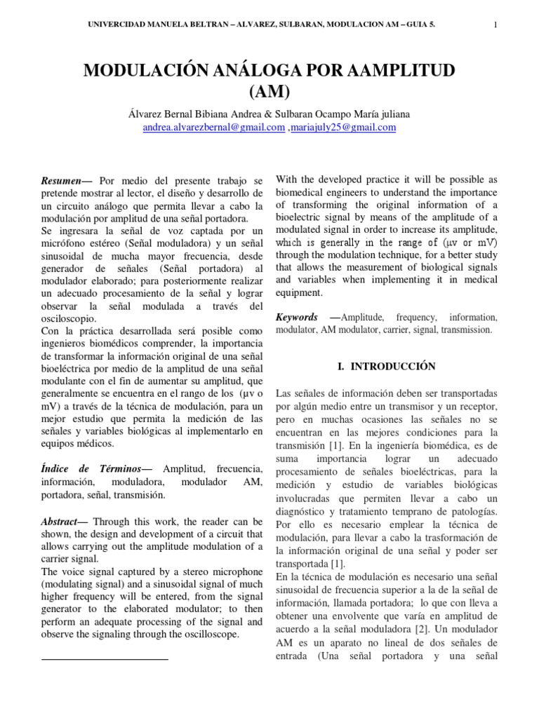 Diseño de Modulador AM en Ingeniería | PDF | Modulación | Transistor