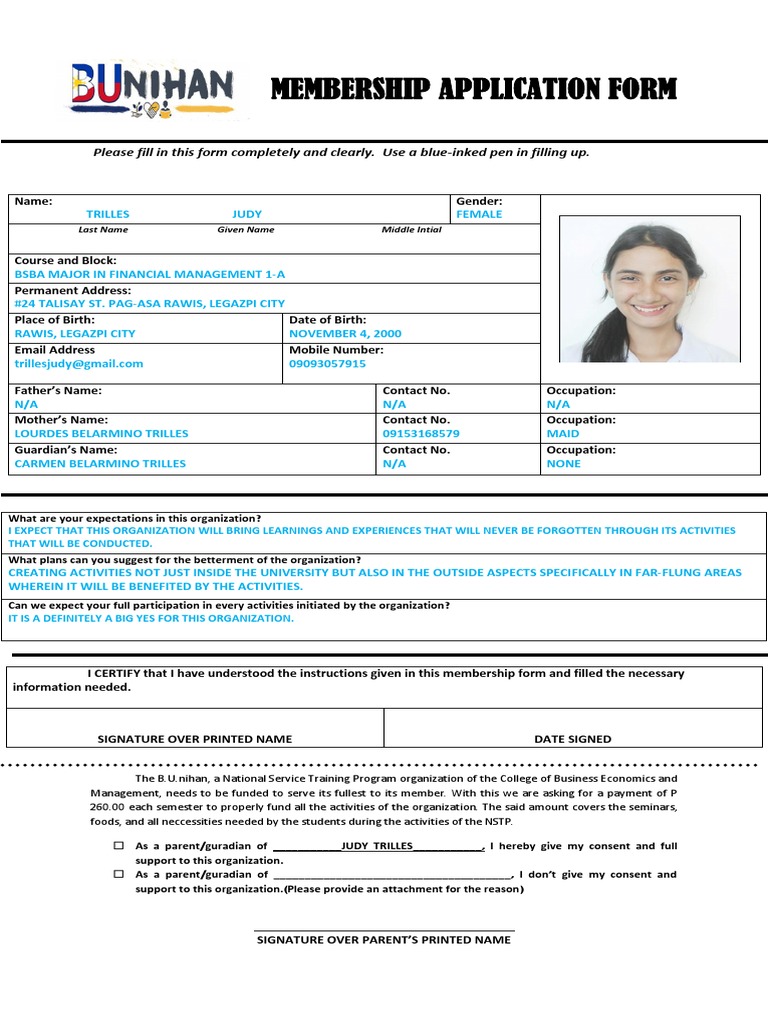 Membership Application Form | PDF | Social Institutions | Social Science