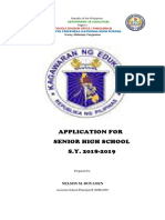 Application For Senior High School S.Y. 2018-2019