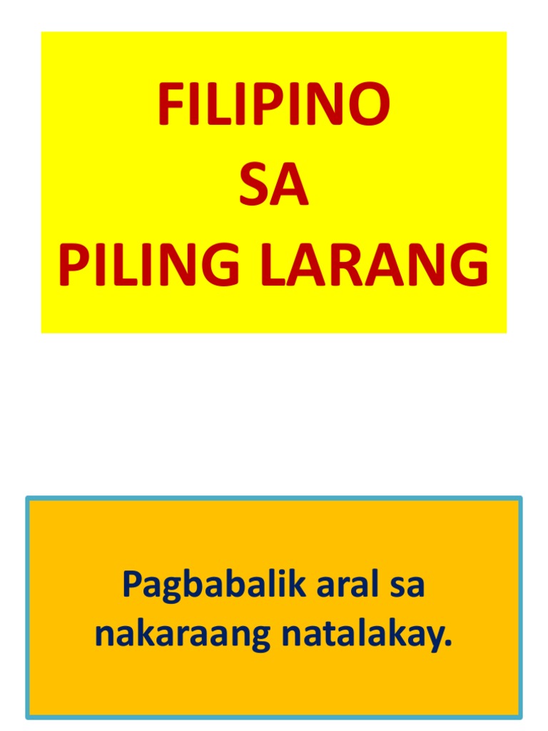 Dem - Filipino Sa Piling Larang - Sept. 05, 2019 | PDF