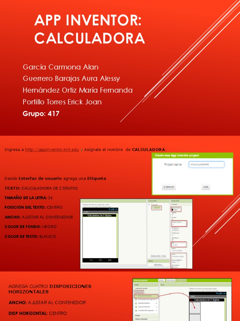 champán instructor Dialecto App Inventor Calculadora | PDF
