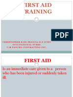 First Aid Training: Christopher R.De Franciar - NSCHN Occupational Nurse C.Mpanchocontracting Inc