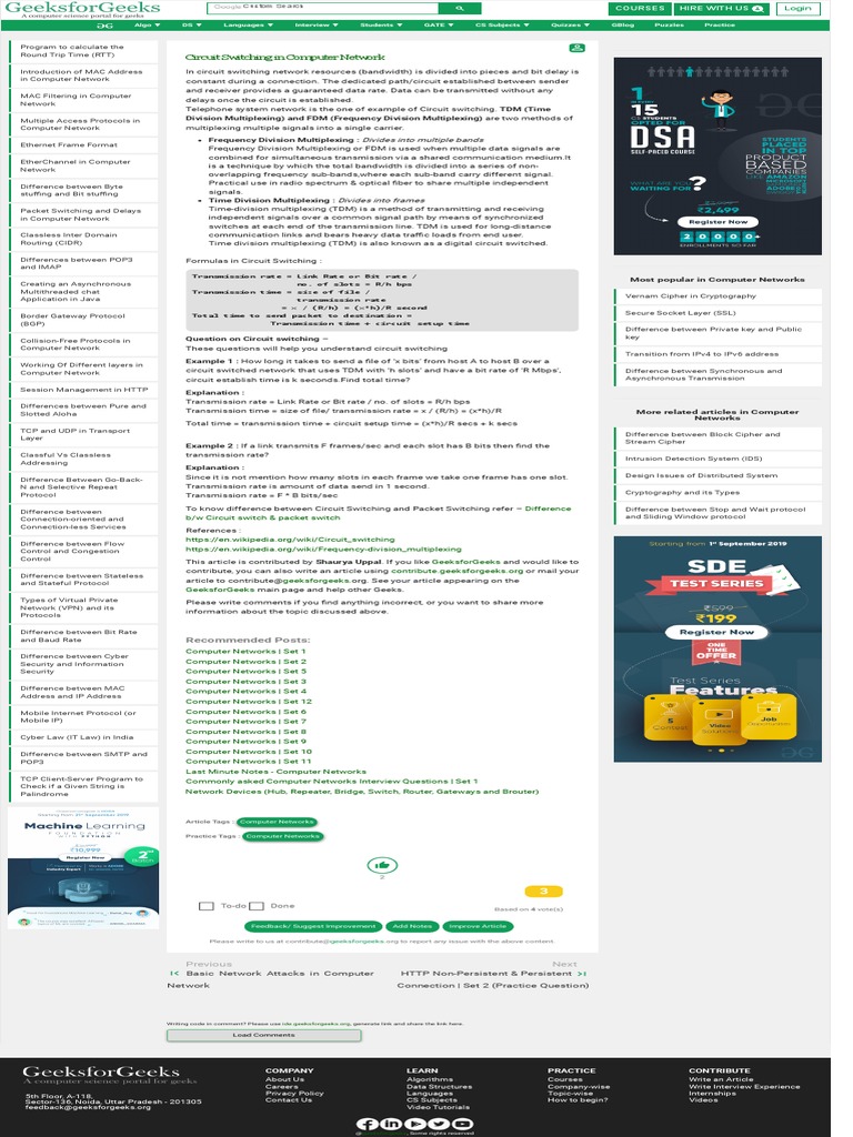 Circuit Switching PDF Multiplexing Computer Network