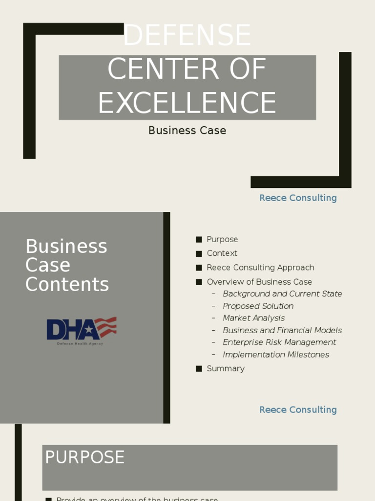 Business Case for Defense Center Excellence | PDF | Risk Management ...