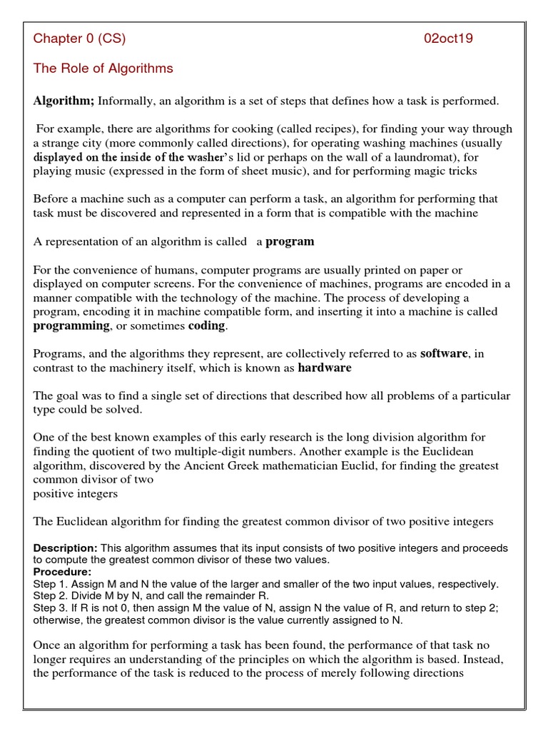 Chapter 0 (CS) 02oct19 The Role of Algorithms | PDF | Algorithms ...
