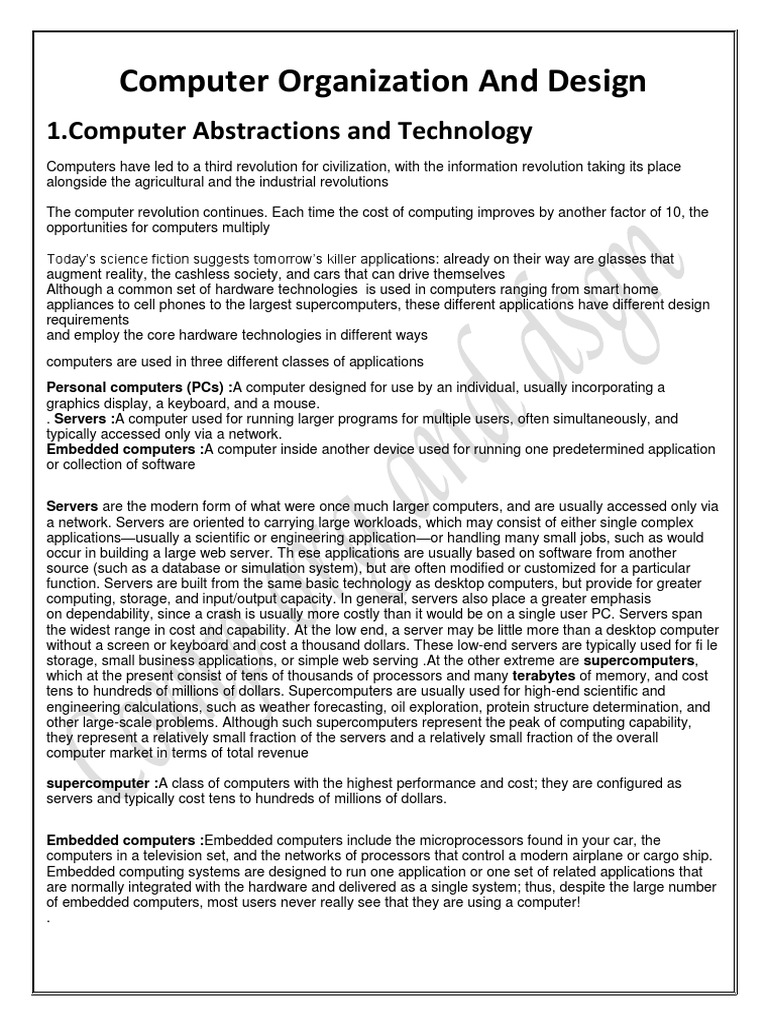 Computer Organization and Design Overview | PDF | Programming Language ...