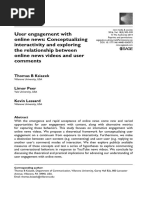 User Engagement With Online News: Conceptualizing Interactivity and Exploring The Relationship Between Online News Videos and User Comments