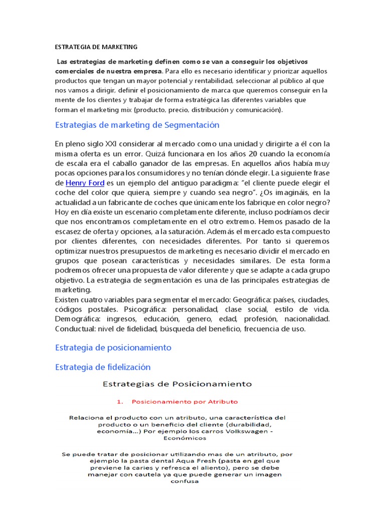 Estrategia de Marketing | PDF | Producto (Negocio) | Marketing