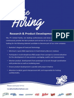 Research & Product Development Officer: Please Send Your CV To