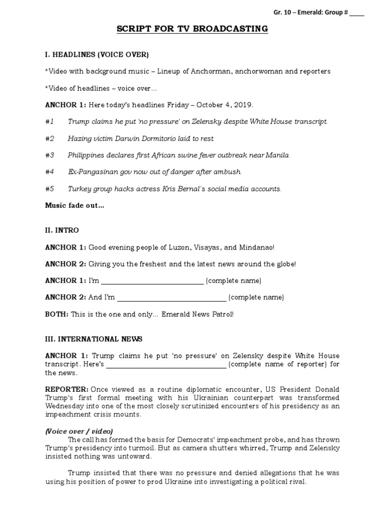 Script For TV Broadcasting - Emerald | PDF | Tropical Cyclones | Rain