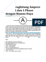 Cara Menghitung Ampere Motor 3 Dan 1 Phase Dengan Rumus Daya