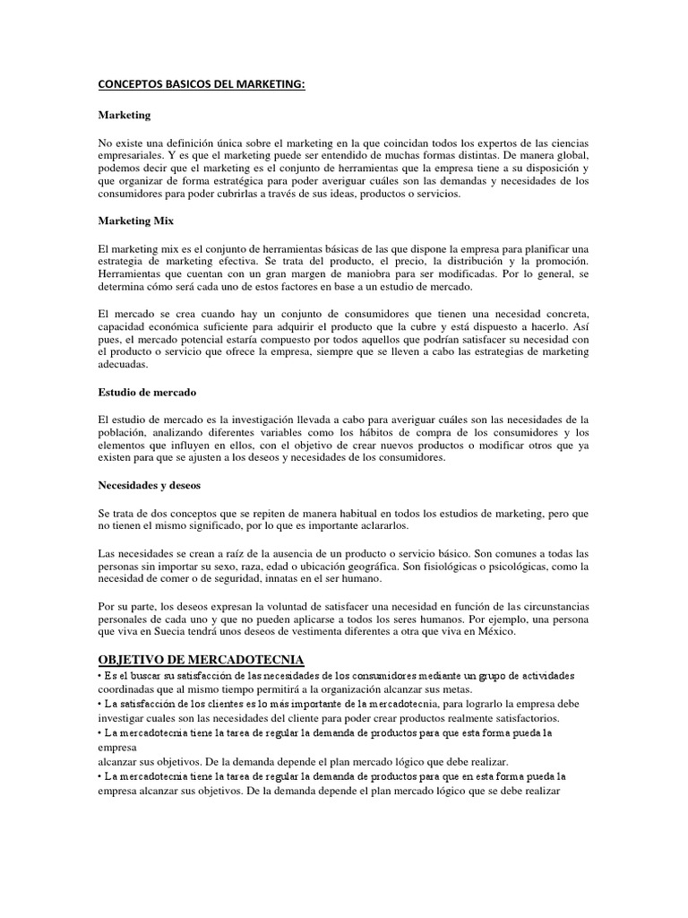 Conceptos Basicos Del Marketing Tema 1 Iind | PDF | Producto (Negocio ...